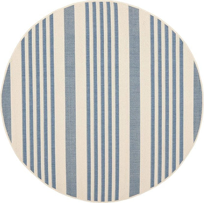 SAFAVIEH Courtyard Collection 4' Round Beige/Blue CY6062 Stripe Indoor/ - Image 3
