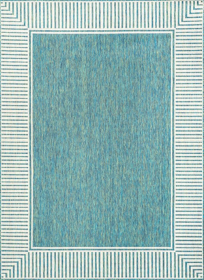 Nuloom Asha Teal/Ivory, Striped Border, Soft and Cozy, High Traffic, Easy Clean - Image 3