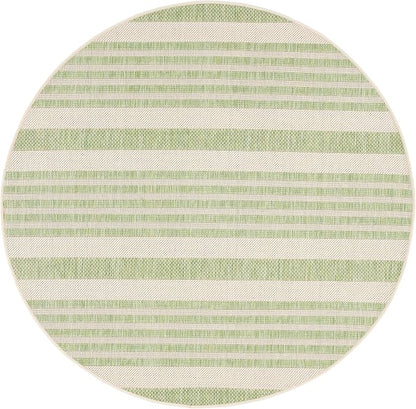 SAFAVIEH Courtyard Collection 4' Round Beige/Sweet Pea CY6062 Stripe Indoor/ - Image 3