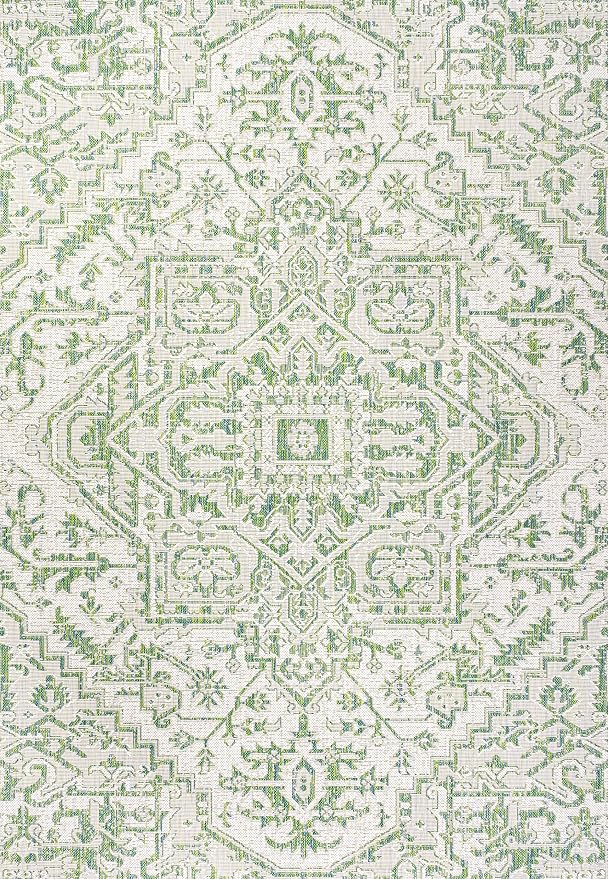 JONATHAN Y Boho Medallion Indoor Outdoor Area Rug 4X6 Green/Cream, Estrella - Image 8