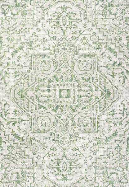 JONATHAN Y Boho Medallion Indoor Outdoor Area Rug 4X6 Green/Cream, Estrella - Image 8