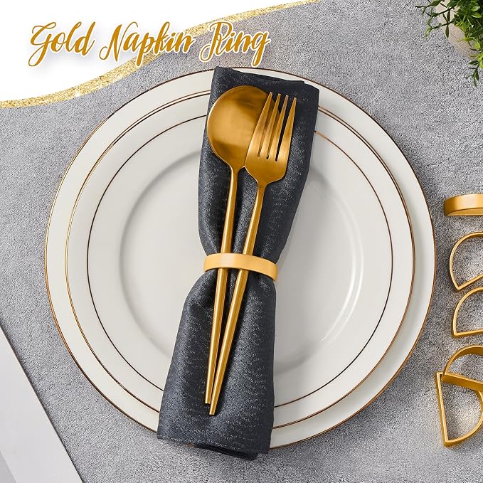 APTWOW 50PCS Gold Napkin Rings, Semicircle Metal Gold Napkin Holder Buckles - Image 5