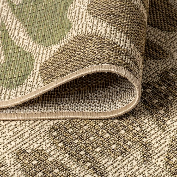 JONATHAN Y Floral Textured Weave Indoor Outdoor Round Area Rug 6 Ft Sage/Brown - Image 5