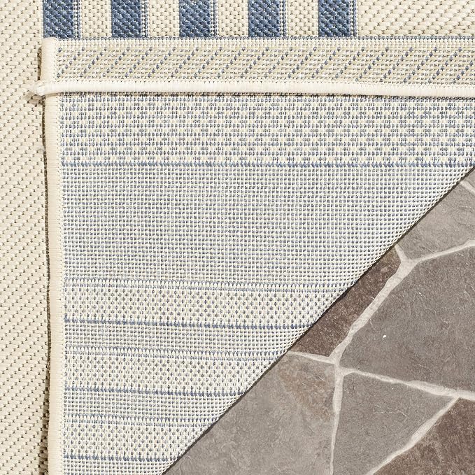 SAFAVIEH Courtyard Collection 2'3' x 10' Beige/Blue CY6062 Stripe Indoor/ - Image 4