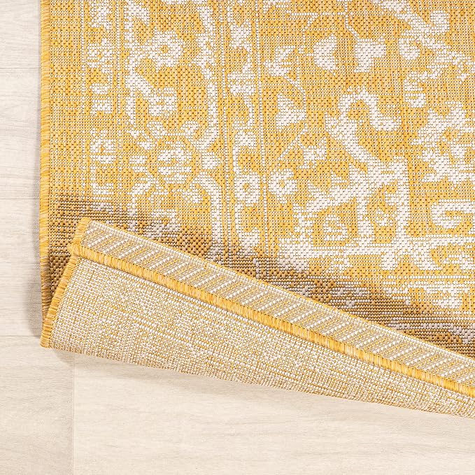 JONATHAN Y Boho Medallion Indoor Outdoor Runner Rug 2X8 Yellow/Cream, Malta - Image 5