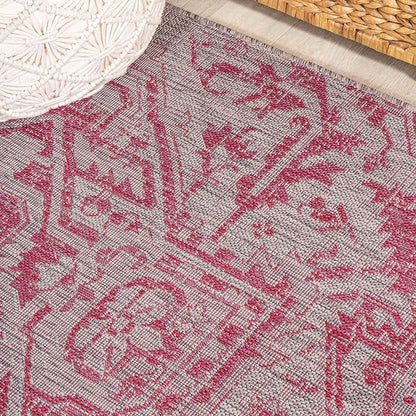 JONATHAN Y Boho Medallion Indoor Outdoor Runner Rug 2X10 Light Gray/Fuchsia - Image 5