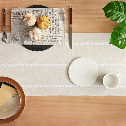 Braided Farmhouse Table Runner, Braided Beige 13x36 Inch, Cotton Linen Table - Image 4