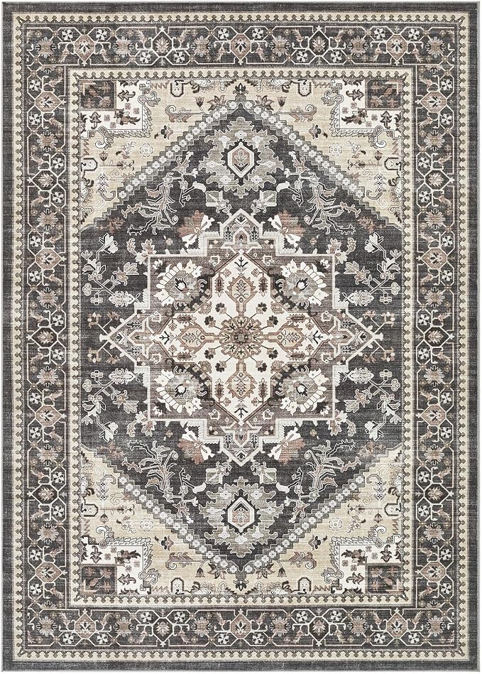 10x12 Vintage Area Rug: Washable Neutral Soft Non Slip Thin Large Floor Carpet - Image 9