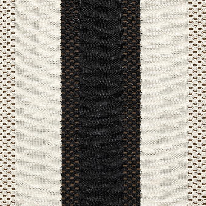 Macrame Style Bicolor Stitching Table Runner 14x48in Black | Woven Boho Table - Image 6
