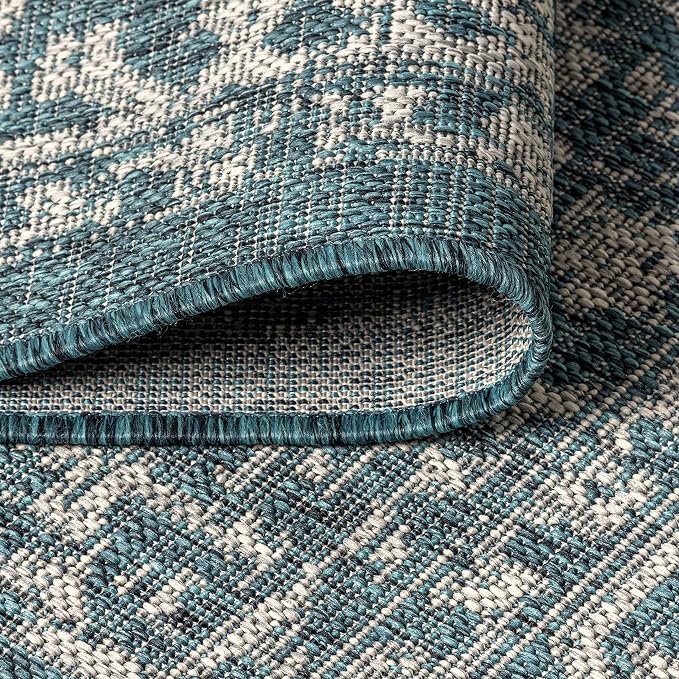 JONATHAN Y Boho Medallion Indoor Outdoor Area Rug 5X8 Teal/Gray, Malta Textured - Image 5