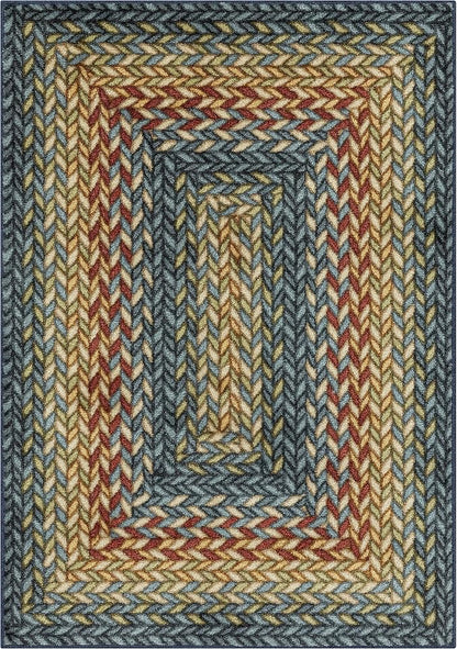 Maples Rugs Marion Bohemian Braided-Style Print Area Rug – Made in USA – by MaplesRugs