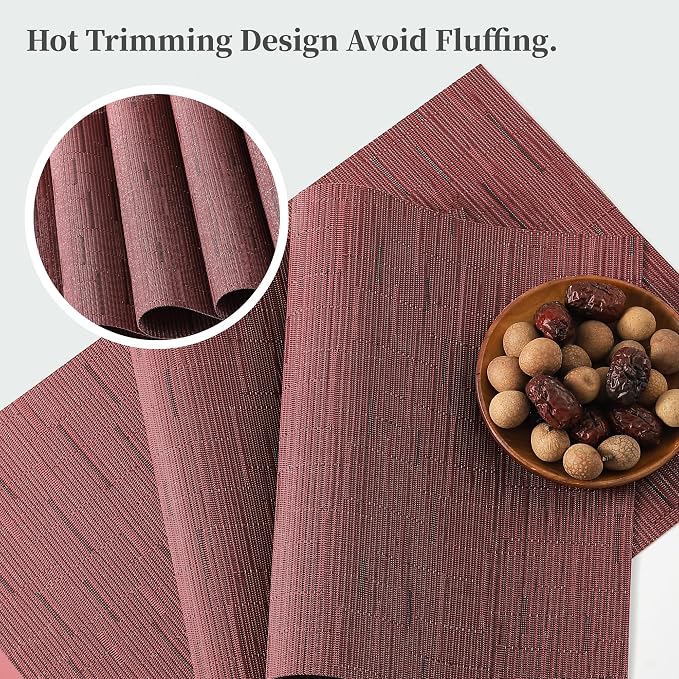 Leetaltree Burgundy Placemats Set of 12 - Image 3