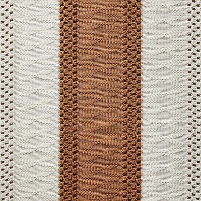 Macrame Style Bicolor Stitching Table Runner 14x48in Caramel | Woven Boho Table - Image 6