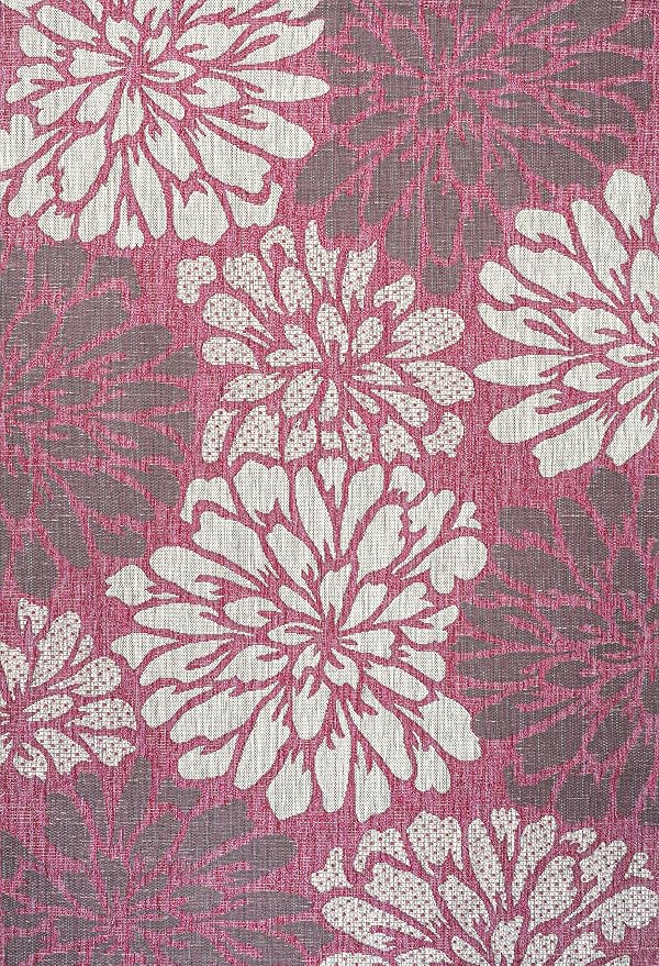 JONATHAN Y Floral Textured Weave Indoor Outdoor Area Rug 5X8 Fuchsia/Light Gray - Image 8