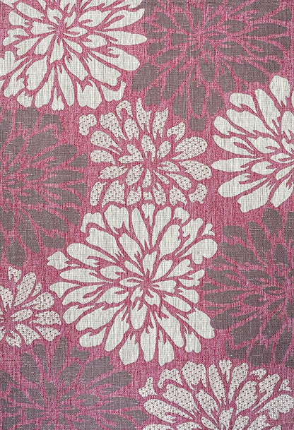 JONATHAN Y Floral Textured Weave Indoor Outdoor Area Rug 5X8 Fuchsia/Light Gray - Image 8