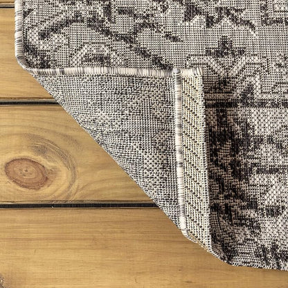 JONATHAN Y Boho Medallion Indoor Outdoor Square Area Rug 3X3 Black/Gray - Image 4