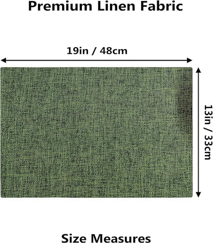 Demetex Cloth Placemats Green Set of 4 Vintage Textured Linen Place Mats Heat - Image 3