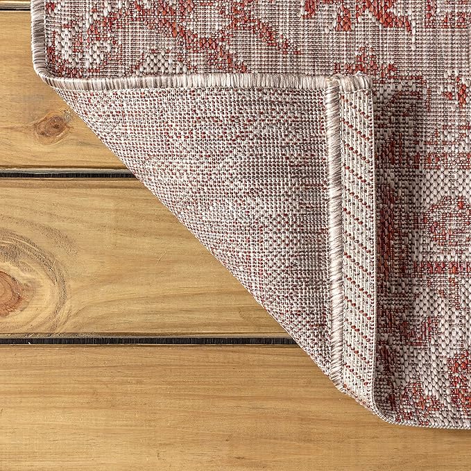 JONATHAN Y Boho Medallion Indoor Outdoor Area Rug 5X8 Red/Taupe, Estrella - Image 5