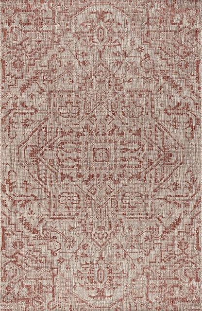 JONATHAN Y Boho Medallion Indoor Outdoor Area Rug 5X8 Red/Taupe, Estrella - Image 9