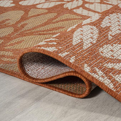 JONATHAN Y Floral Textured Weave Indoor Outdoor Area Rug 4X6 Orange/Cream - Image 5