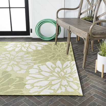 JONATHAN Y Floral Textured Weave Indoor Outdoor Area Rug 8X10 Green/Cream - Image 10