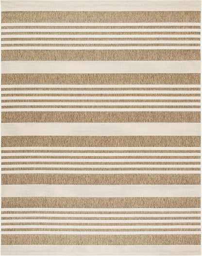 SAFAVIEH Courtyard Collection 6'7' x 9'6' Brown/Bone CY6062 Stripe Indoor/ - Image 3