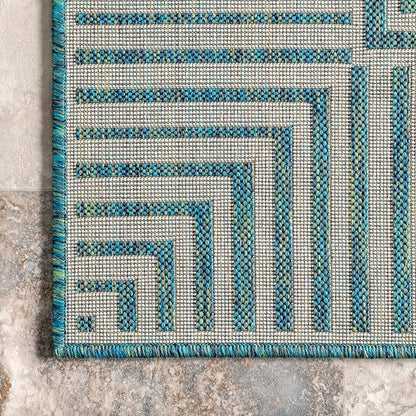 Nuloom Asha Teal/Ivory, Striped Border, Soft and Cozy, High Traffic, Easy Clean - Image 8