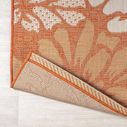 JONATHAN Y Floral Textured Weave Indoor Outdoor Area Rug 4X6 Orange/Cream - Image 4