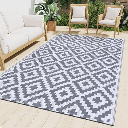 Smiry Waterproof Outdoor Rug 10X14 ft, Reversible Plastic Straw Patio Camping by Smiry