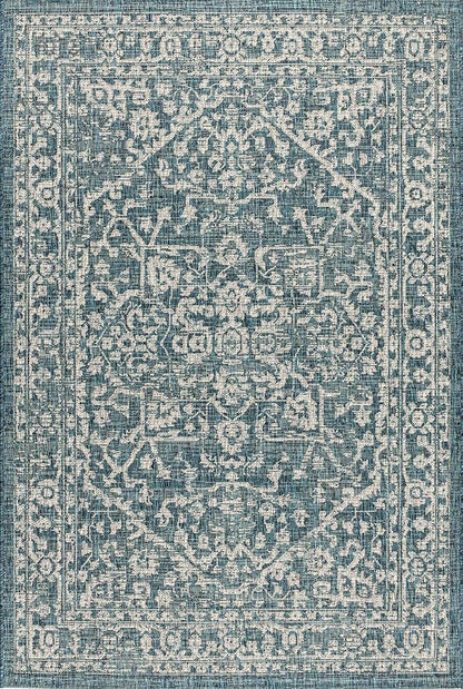 JONATHAN Y Boho Medallion Indoor Outdoor Area Rug 5X8 Teal/Gray, Malta Textured - Image 8