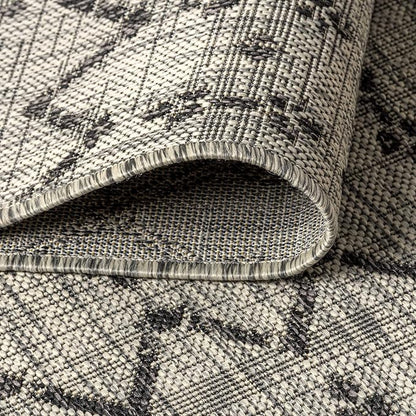 JONATHAN Y Moroccan Geometric Indoor Outdoor Area Rug 3X5 Light Gray/Black - Image 5