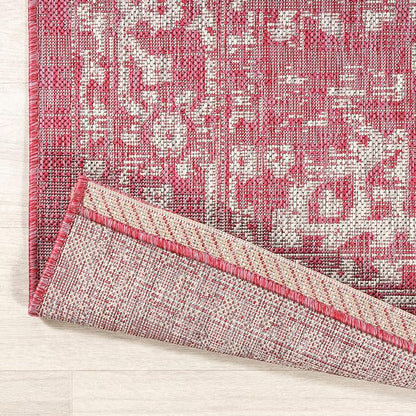 JONATHAN Y Boho Medallion Indoor Outdoor Square Area Rug 5X5 Fuchsia/Light Gray - Image 3