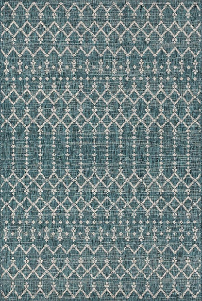 JONATHAN Y Moroccan Geometric Indoor Outdoor Area Rug 3X5 Teal/Gray, Ourika - Image 8