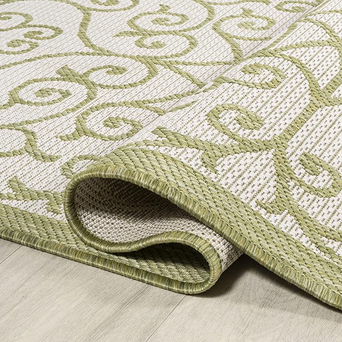 JONATHAN Y Vintage Filigree Indoor Outdoor Runner Rug 2X10 Green/Cream - Image 5