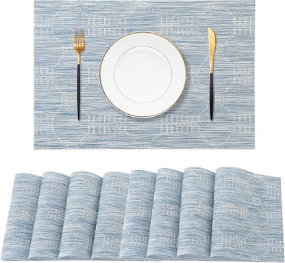 Leetaltree Jacquard Blue Placemats Set of 8 by Leetaltree-ArtatEveryTable