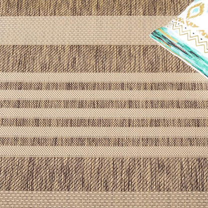 SAFAVIEH Courtyard Collection 2'3' x 14' Brown/Bone CY6062 Stripe Indoor/ - Image 6