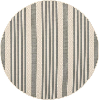 SAFAVIEH Courtyard Collection 4' Round Grey/Bone CY6062 Stripe Indoor/ - Image 3