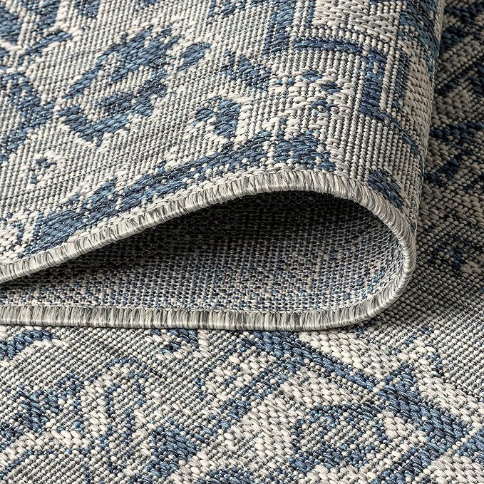 JONATHAN Y Boho Medallion Indoor Outdoor Square Area Rug 8X8 Navy/Gray - Image 5