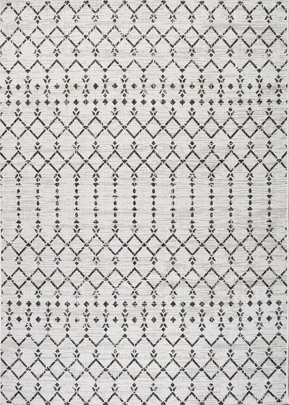 JONATHAN Y Moroccan Geometric Indoor Outdoor Area Rug 9X12 Cream/Black - Image 9