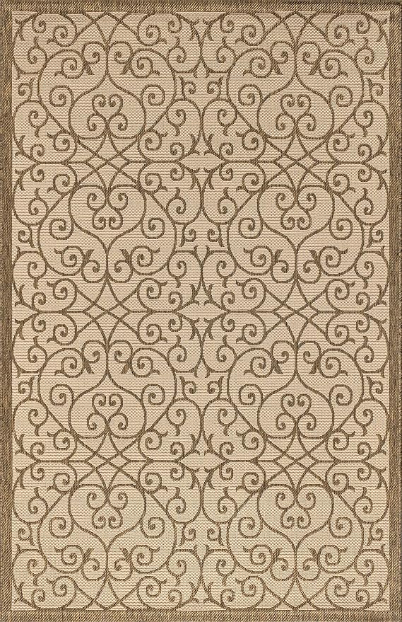 JONATHAN Y Vintage Filigree Indoor Outdoor Area Rug 5X8 Beige/Brown, Madrid - Image 8