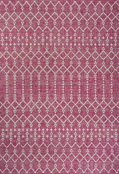 JONATHAN Y Moroccan Geometric Indoor Outdoor Area Rug 3X5 Fuchsia/Light Gray - Image 9