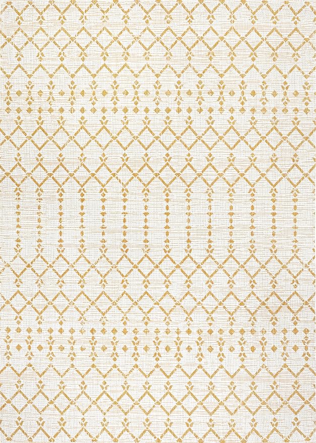 JONATHAN Y Moroccan Geometric Indoor Outdoor Area Rug 8X10 Cream/Yellow - Image 9