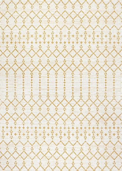 JONATHAN Y Moroccan Geometric Indoor Outdoor Area Rug 8X10 Cream/Yellow - Image 9