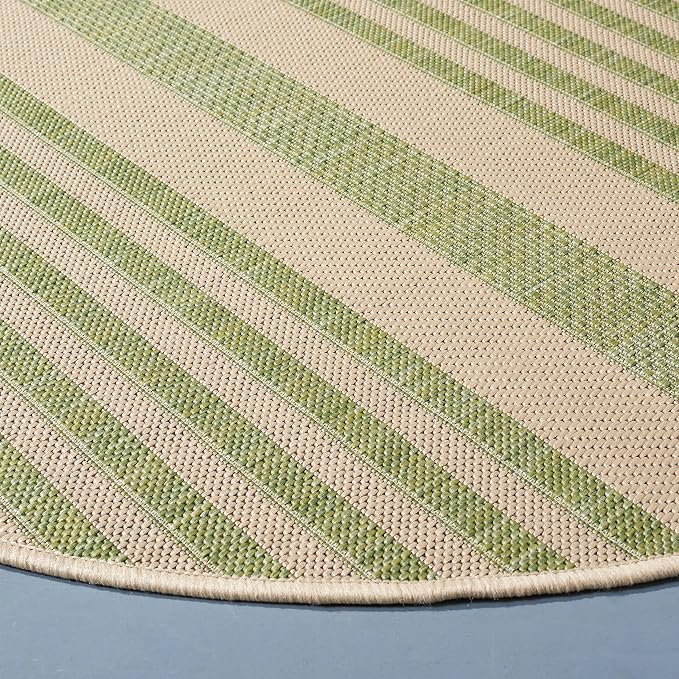 SAFAVIEH Courtyard Collection 4' Round Beige/Sweet Pea CY6062 Stripe Indoor/ - Image 5