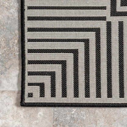 Nuloom Asha Black/Ivory, Striped Border, Soft and Cozy, High Traffic, Stain - Image 4