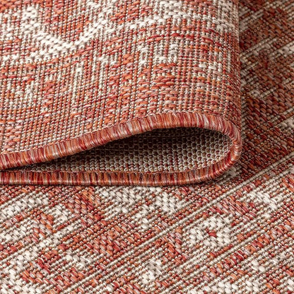 JONATHAN Y Boho Medallion Indoor Outdoor Square Area Rug 8X8 Red/Taupe - Image 3