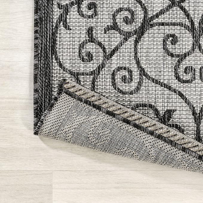 JONATHAN Y Vintage Filigree Indoor Outdoor Square Area Rug 8X8 Light Gray/Black - Image 4