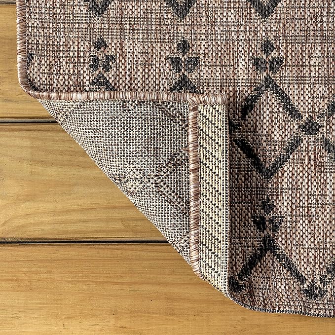 JONATHAN Y Moroccan Geometric Indoor Outdoor Runner Rug 2X8 Natural/Black - Image 4