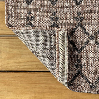 JONATHAN Y Moroccan Geometric Indoor Outdoor Runner Rug 2X8 Natural/Black - Image 4