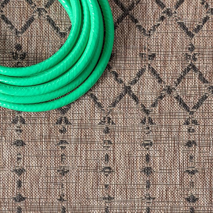 JONATHAN Y Moroccan Geometric Indoor Outdoor Runner Rug 2X8 Natural/Black - Image 5